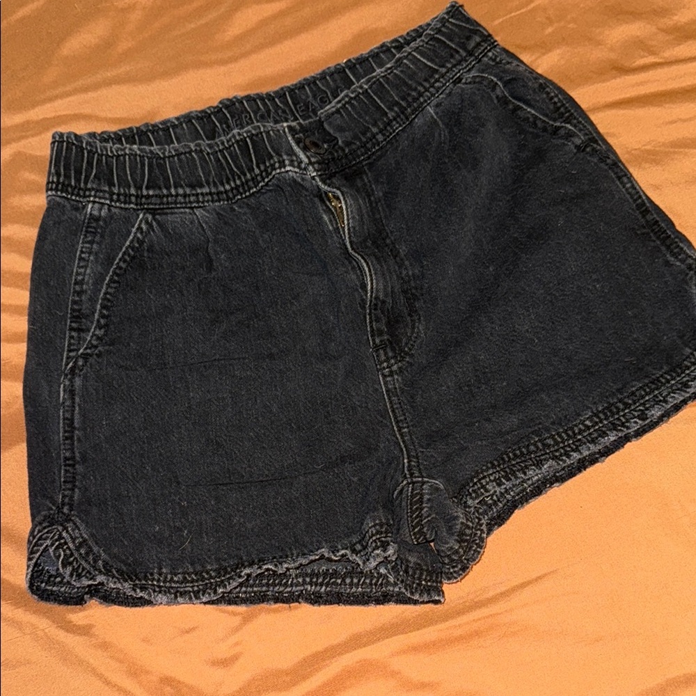 American eagle washed out black denim shorts